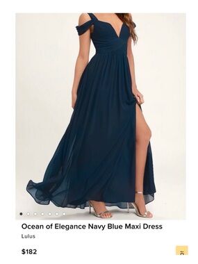 Lulu's Navy Blue Off-Shoulder V-Neck Maxi Dress